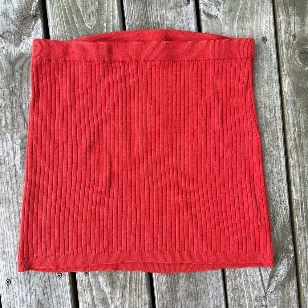 FP Beach Ribbed Red-Orange Sweater Mini Skirt Large